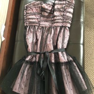 Strapless Glitter Pink & Black Party Dress